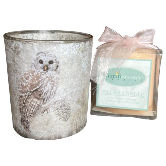 NWOT Glass Owl Candle Holder w/ Unscented Glitter Candle Ethereal - Picture 12 of 15